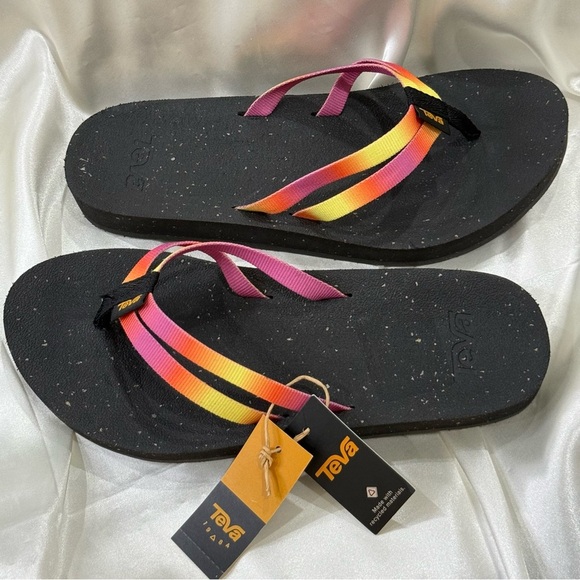 Teva Reflip Strappy Gradiate Sandal Thong Rainbow Flip Flop Black Size 7 New - Picture 7 of 14